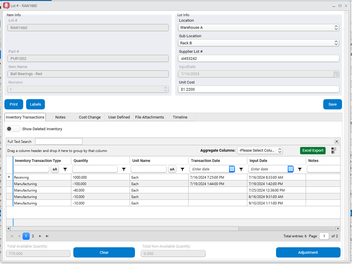 screenshot of QT9 MRP